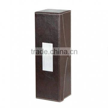 Chinese factories wholesale custom luxury single bottled wine box, leather brown beautiful gift box