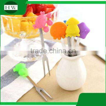 Silicone Stainless Steel Ceramic Tableware Cartoon Sea Animal Fruit Fork Set photo-3