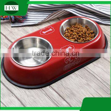 Pet Accessories Eco Anti Slip Stainless Steel Double Cat Dog Pet Feeder Water Food Bowl photo-4