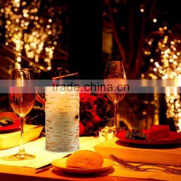 Flameless Candles Birch Bark Effect Dripless Real Wax Pillars LED Candles Dancing Flame Led Candles photo-4