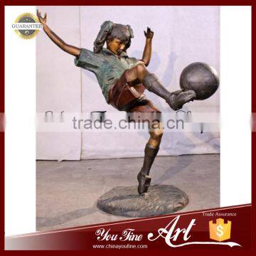 Life Size Girl Bronze Football Sports Sculptures photo-3
