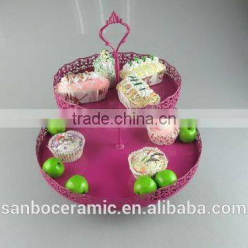 Factory Direct Price Two Tier Crystal Cake Stand Round Shape Metal Cake Stand photo-2