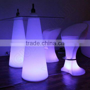 Round Cocktail Led Bar Table and Chairs With Stainless Steel Leg photo-2