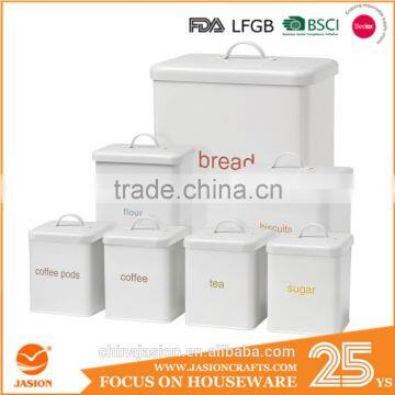 Airtight Retro Enamel Steel Bread Bin Biscuit Tin Tea/Coffee/Sugar Canisters Set of 5 photo-3