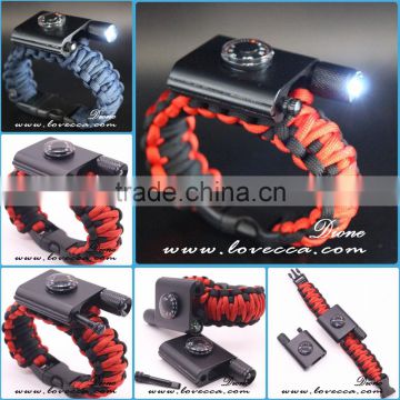 Wholesale 2017 Promotioanl Handmade Paracord with LED Light Survival LED Paracord Bracelet