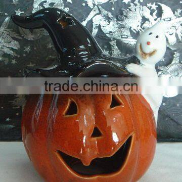 ceramic ghost pumkin with hat