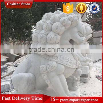 Outside Decoration Carved White Marble Foo Dogs Statue photo-4