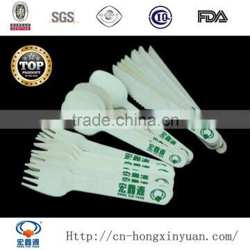 Stocked 100% Natural Birch Material Disposable Wooden Cutlery Set photo-3