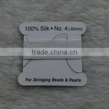 wholesale 0.7mm white 100% bead silk threading cord with needle attached