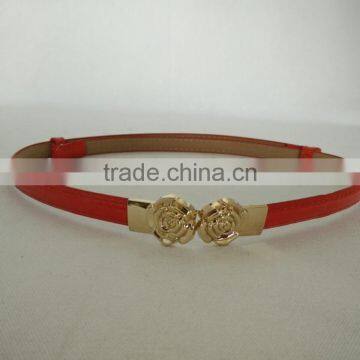 Wholesale Colourful Flower Pattern Buckle Sex Women Lady Thin PU Waist Belt photo-6