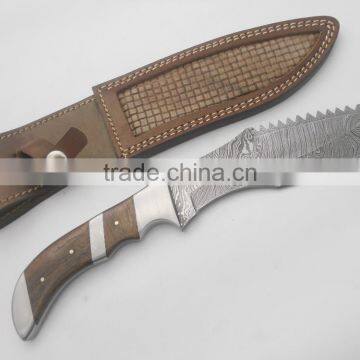 CUSTOM HAND MADE DAMASCUS STEEL KNIVES 12 INCH OVERALL 7 INCH DX BLADE WOODEN HANDLE