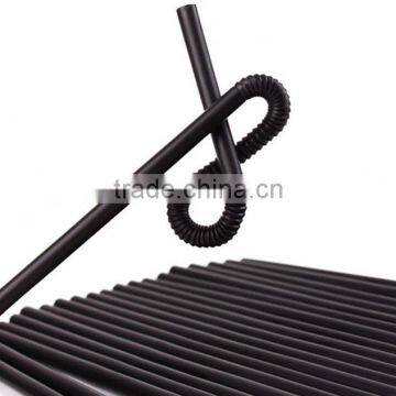 6mm diameter black color long flexible drinking straw