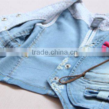 New Arrival 2016 Super and Lovely Pink Bowknot Printing Denim Vest photo-6
