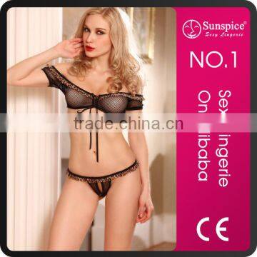 Hot sale sexy woman fishnet bra lingerie sexy match set