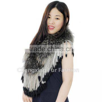 CX-B-60B Black Raccoon Fur Modern Women Fur Shawl photo-2