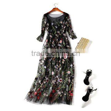 Maxnegio Maxi Dress Woman Long Sleeve Embroidery Guinea Brocade Women Casual Dress photo-6