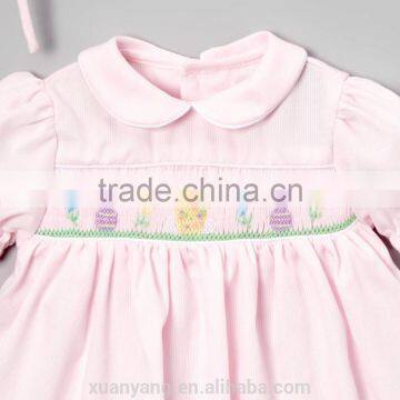 Spring and Summer Cute Pink Newborn Baby Clothes Persnickety Outfits Ruffle Smocked Children Clothing Wholesale photo-2