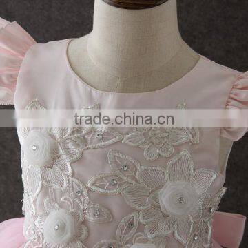 High Quality Boutique Girl Clothing Embroidery Flower Elegant Pink Fluffy Tulle Sleeveless Party Dresses Shiny Performance Dress photo-4