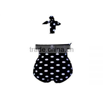 Vintage Floral Print White Polka Black One Piece Bathing Suits photo-4