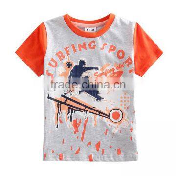 R&H cartoon print short Sleeve OEM new 2015 boys t-shirt with print or embroidery design