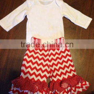 Fashion Baby Outfit Soft Cotton Girls Fall Boutique Sets Plain White Ruffle Top Polka Dot Pant Set Clothes photo-2