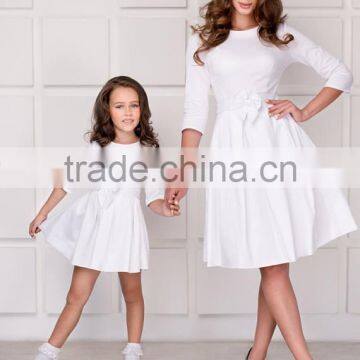 Highe Quality Mother Daughter Matching Dress White Occasion Dresses For Mommy And Me photo-5