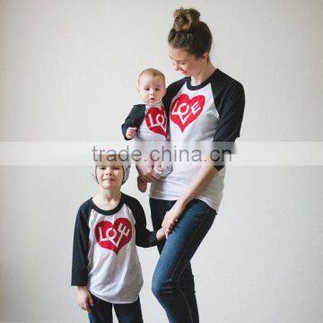 Wholesale 100% cotton baby clothes custom long sleeve printing t-shirt family matching clothing