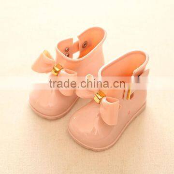 S16870A 2017 cute Jelly Bowknot kids pvc rain shoes