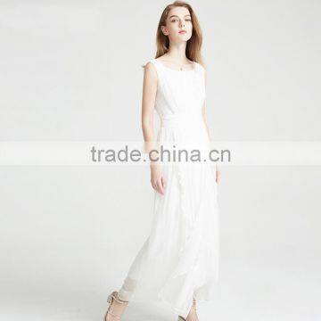 Z&M Women's 2017 New White Fashion Dress Green Silk Dress Long Dress photo-6