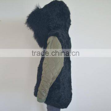 Myfur Black Sheep Fur Lining Mongolian Lamb Fur Hood Green Parka Jackets photo-6