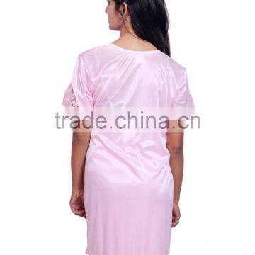 Women Night Wear Fabric Satin Pink photo-3