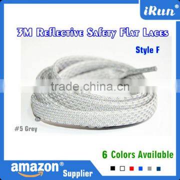 MOQ 100 pairs - Grey Color 3M Safety Laces Retail Packaging - 51" Yeezy Flat Laces For Sports Shoes - In Stock