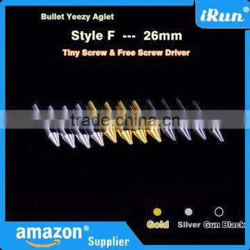 (MOQ:100pcs) 26mm Yeezy Shoelaces Metal Bullet Endings - DIY Shoelace Accessories in Gold&Silver&Gun Black - Accept Custom photo-2