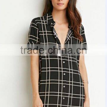 Hot Seller Slim Pencil Women Dress,grid Patterned Women Dress Shirts photo-5