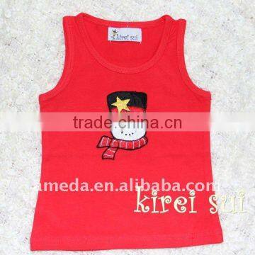 Baby Boys Christmas SNOWMAN HAT Red Tank Top