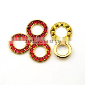 3 Colors 17mm Round Metal Brass Rhinestone Eyelets Crystal Diamond Grommets Glass Eyelets RE-17mm-002 photo-2