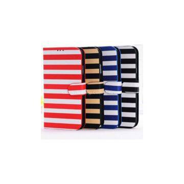 iPhone 6 Striped Pattern Leather Folio Cover Case with Stand