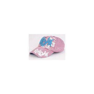 6 Panel Printed Pink Sport Baseball Caps Embroidered Cotton Twill Curved Brim