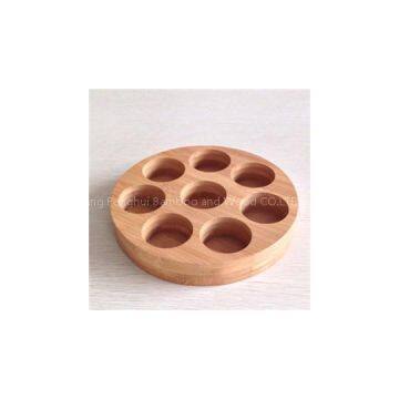 8 holes bamboo round tray