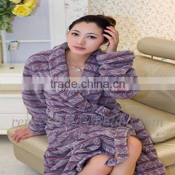 super soft printed coral fleece for ladies winter thick long robe