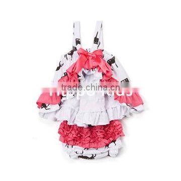 Wholesale Pink White Deer Dress and Diaper Cover Newborn Baby Swing Top Set Baby Clothing Sets photo-2