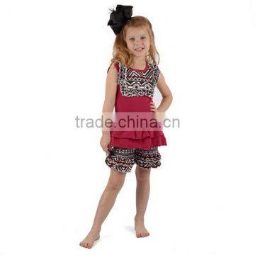 fashion style baby girl ruffle boutique summer outfit with pretty headwear