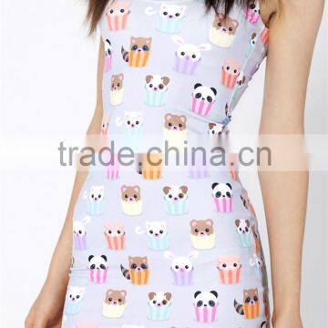 new dress summer 2015 ,women sexy Sleeveless dress Digital Printing party dress for women,latest dress designs S119-280