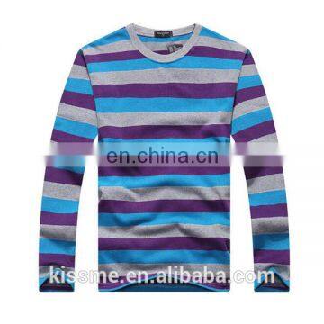 Mixed color Long sleeve stripe polo t shirts for mens