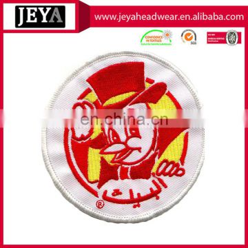 Red yellow embroidery cartoon figure on the cotton fabric patches , Cute embroidered patchs for children