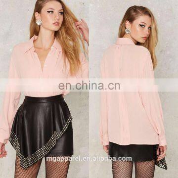 Wholesale Latest Girls Blouse Designs Long Sleeve Pleated Blouse