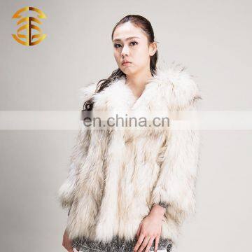 Factory Direct Manufactured Custom Female White Raccoon Fur Coat