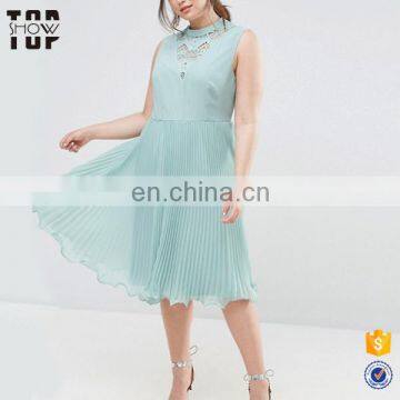 Wholesale sky blue pleated skirt chiffon wedding dress fat women