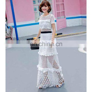 white short sleeve lace dress thick cheap long party dress for girls wholesale drposhipping