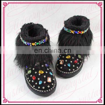 Aidocrystal 2017 New Design Fashion Women Winter Warm Ankle Rhinestone Snow Boots With Fur photo-4